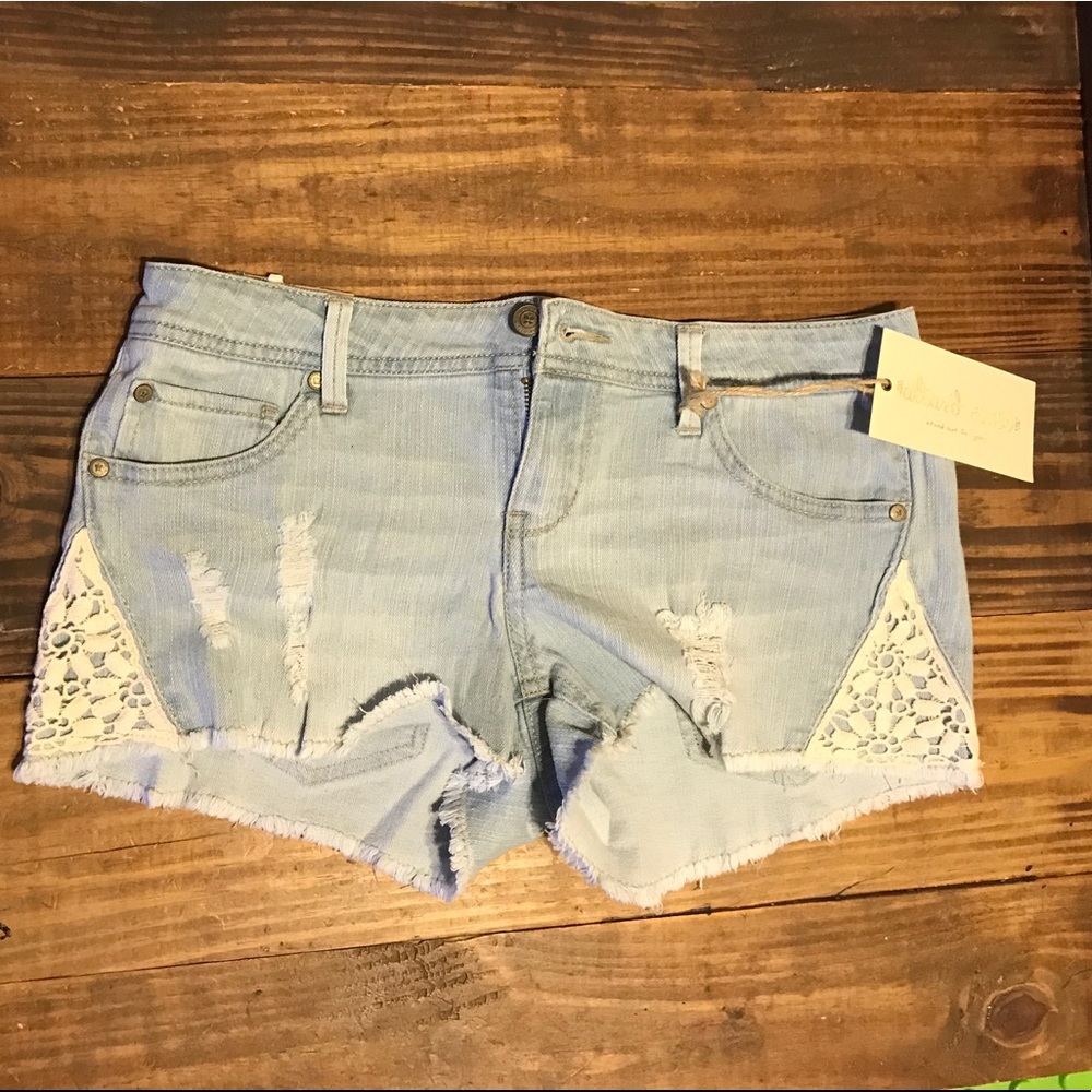Altar'd State lace blue jean shorts. NWT